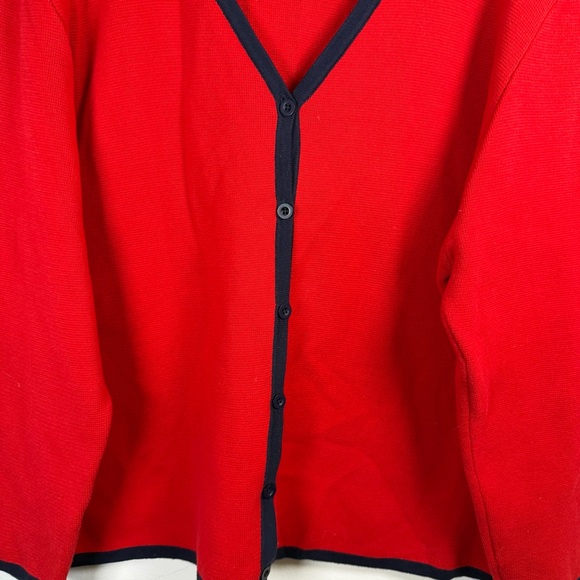 Pendleton Women’s Plus 2X Red Navy Trim Cotton Cardigan Sweater Preppy Office - Picture 4 of 6
